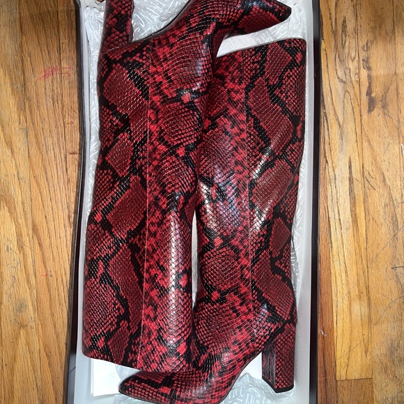 INC Red PAITON Snake Print Heeled Boots INC International Concepts - Picture 7 of 14